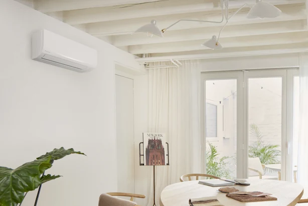 Daikin wall mounted air conditioning unit in a living room